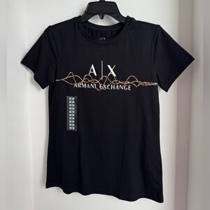 Armani Exchange Black T-Shirt with Gold Accents black color size s